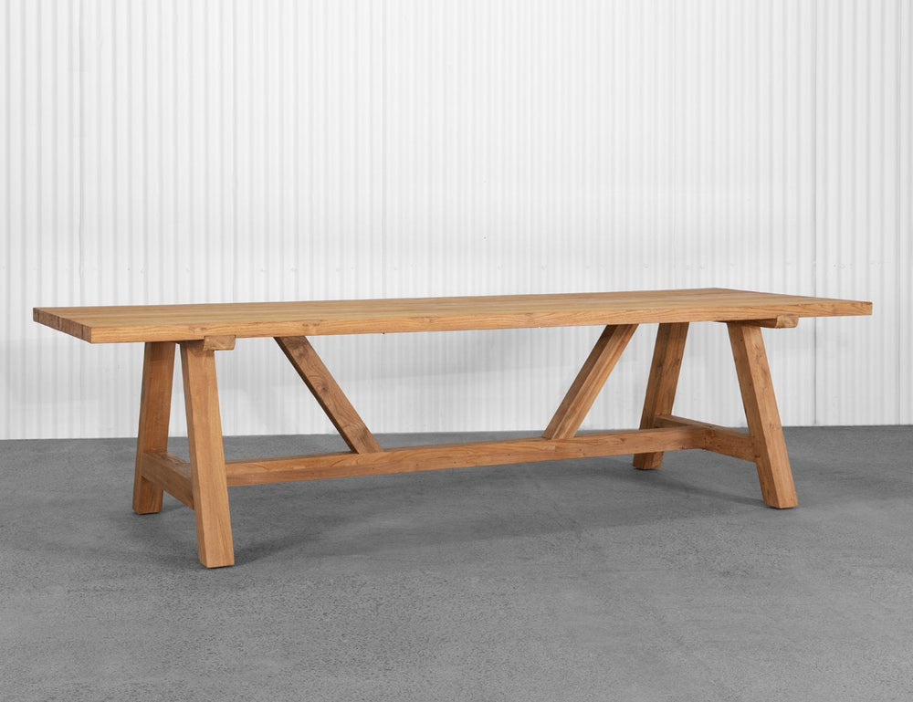 Stalwart Teak Trestle Dining Table 300cm