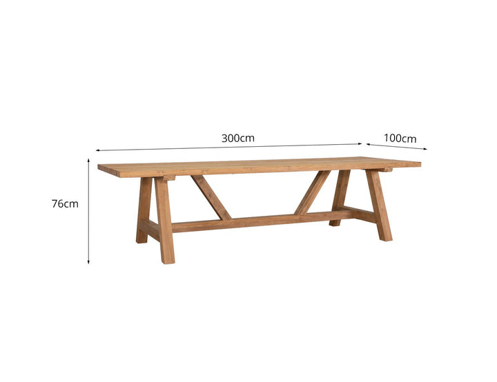 Stalwart Teak Trestle Dining Table 300cm