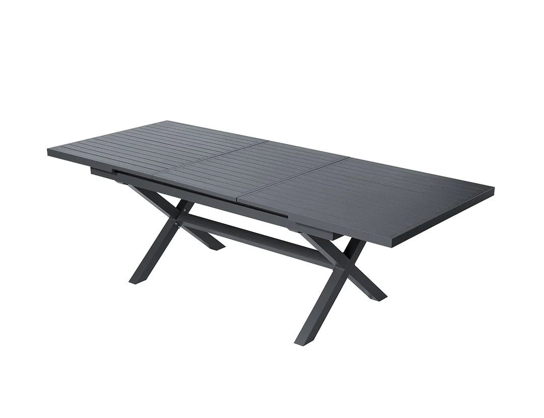 Tuba Outdoor Aluminium Patio Dining Extension Table (180-240 ) x 100cm Color: Dark Grey