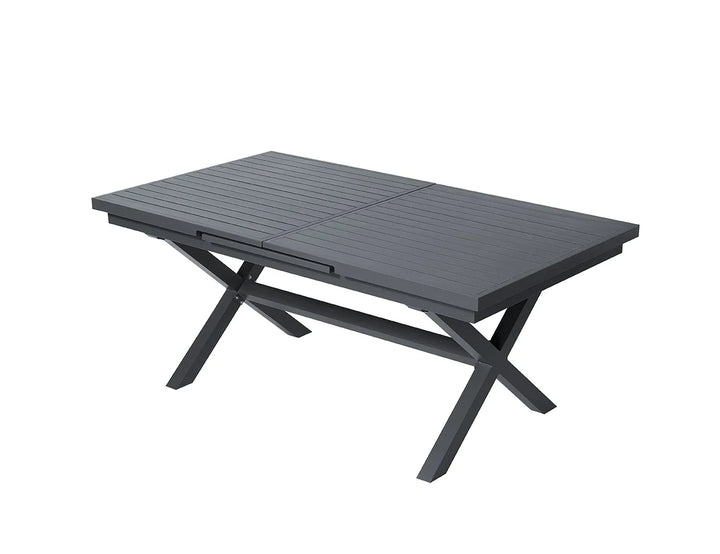 Tuba Outdoor Aluminium Patio Dining Extension Table (180-240 ) x 100cm Color: Dark Grey