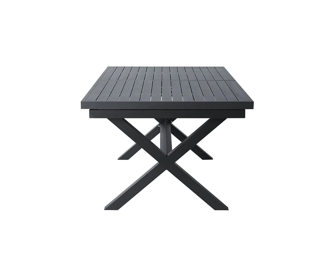 Tuba Outdoor Aluminium Patio Dining Extension Table (180-240 ) x 100cm Color: Dark Grey