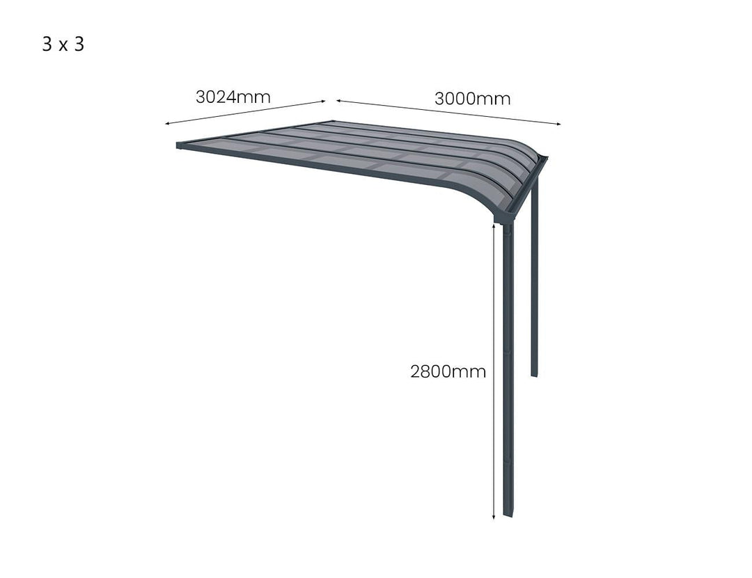 Country Wall Mounted Patio Cover Collection Size: 3 x 3m Colour: White - Light Grey