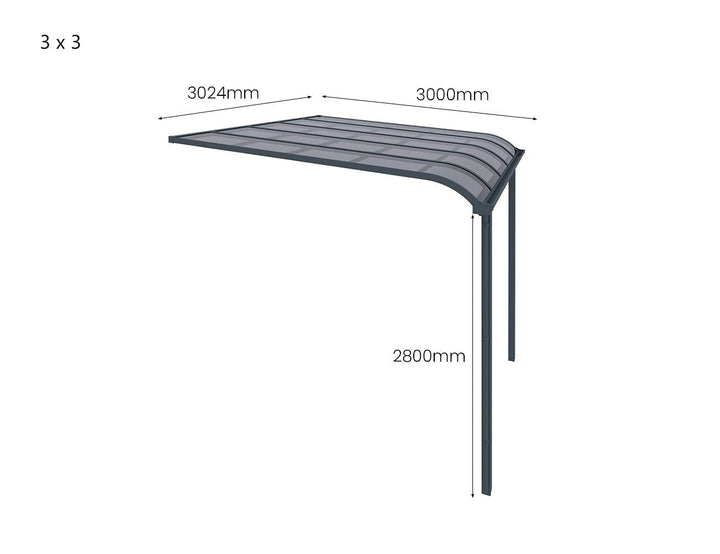 Country Wall Mounted Patio Cover Collection Size: 3 x 3m Colour: White - Light Grey