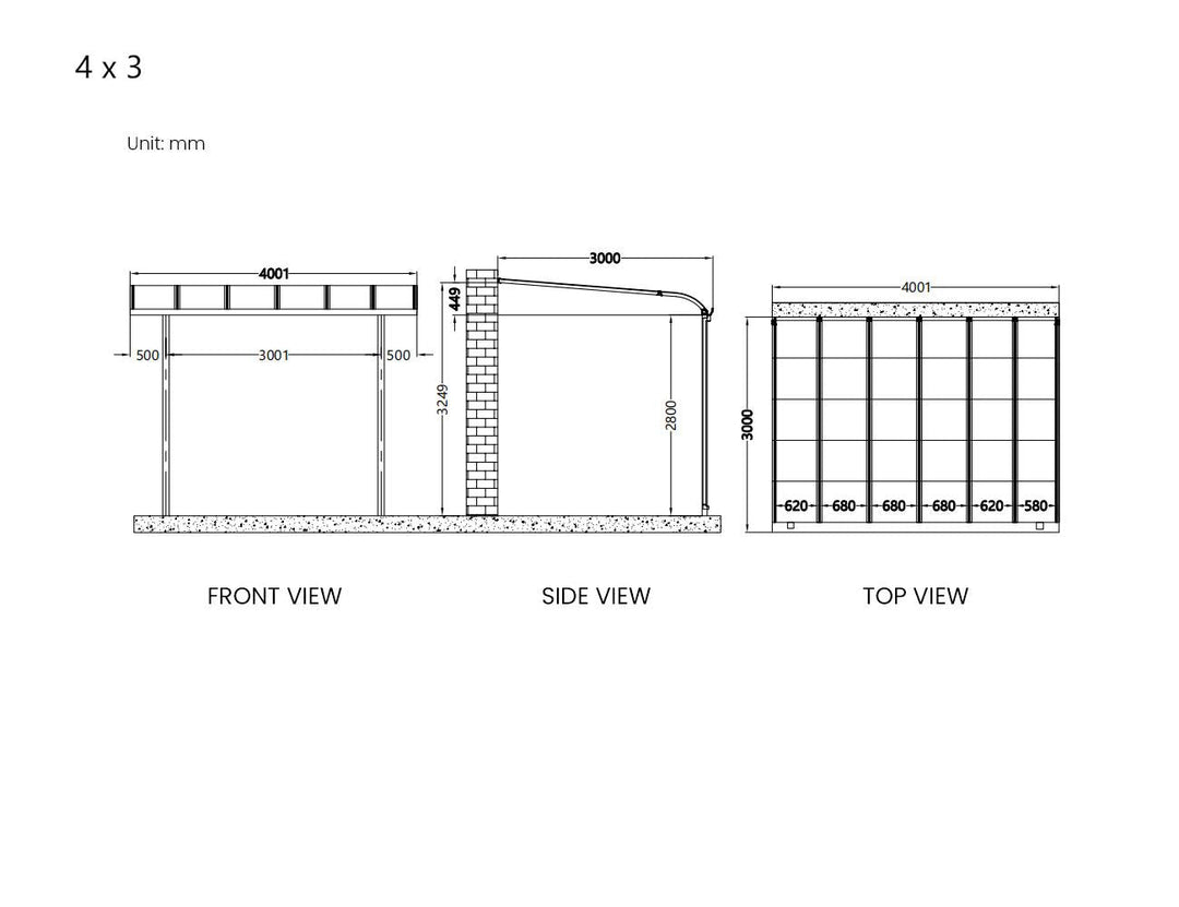 Country Wall Mounted Patio Cover Collection Size: 3 x 3m Colour: White - Light Grey