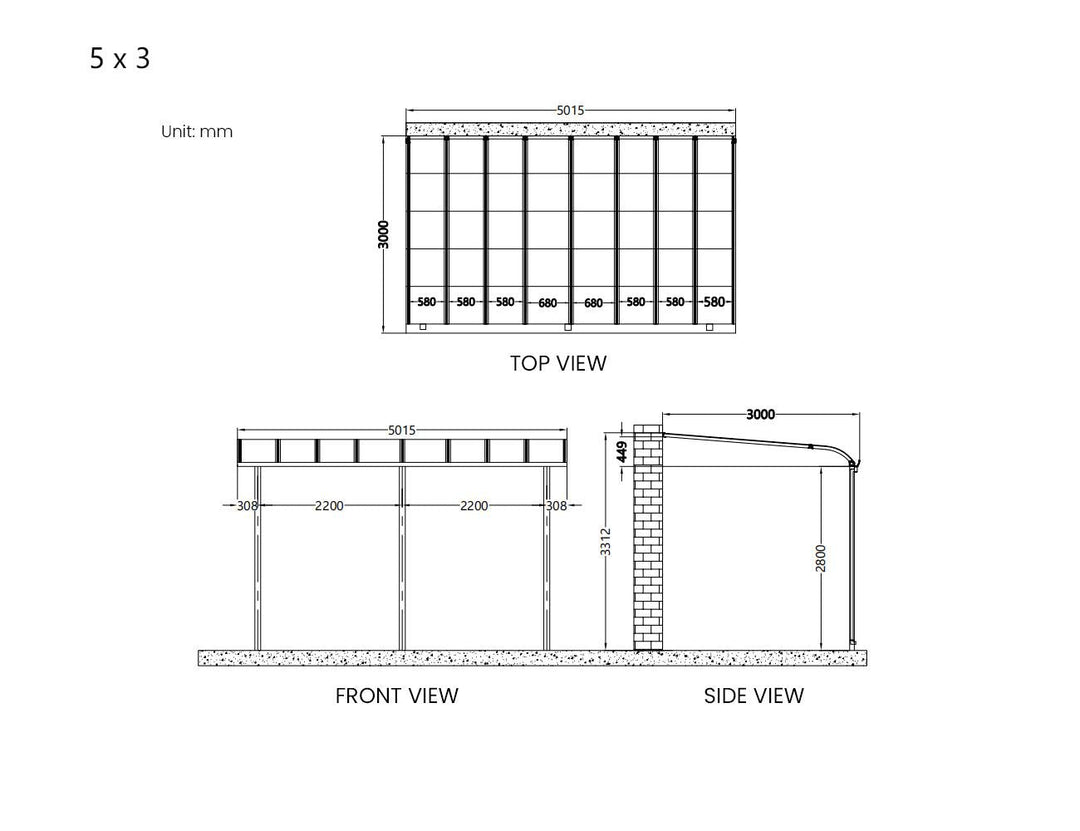 Country Wall Mounted Patio Cover Collection Size: 3 x 3m Colour: White - Light Grey