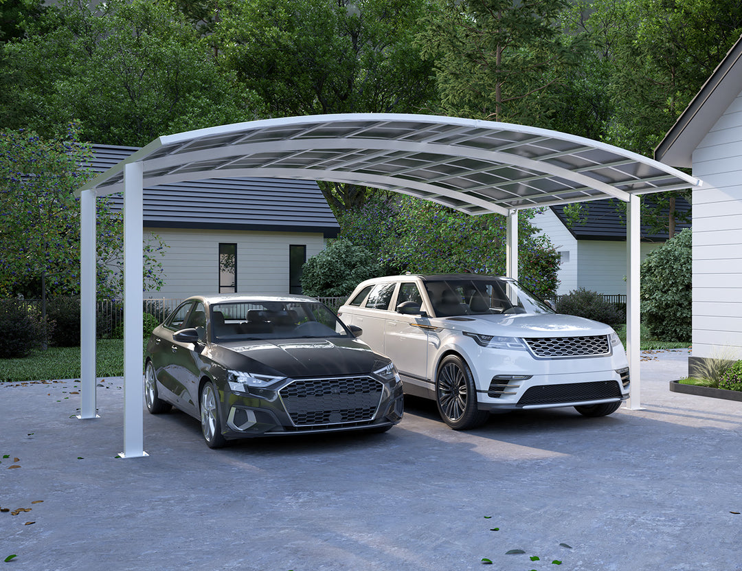 Two Car Double Carport-560x 550 x 316cm Frame Colour: Grey Panel Colour: Dark Grey