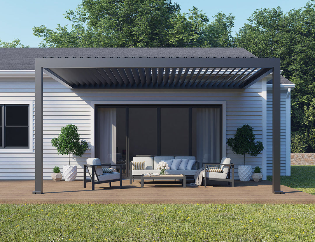 Caribbean Motorised Wall Mounted Louvre Roof Aluminium Pergola