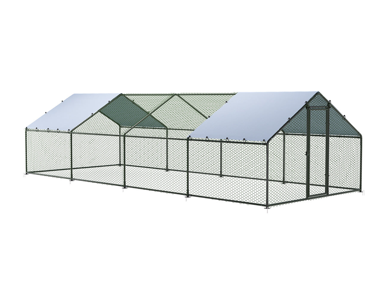 Outdoor Chicken Run With Two Covers - 300x800x200cm, Upgraded Frame for Extended Durability