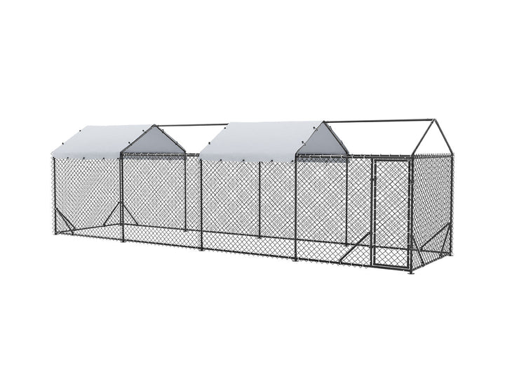 Outdoor Dog Run With Two Covers - 196x776x230cm, Upgraded Mesh and Frame for Extended Durability