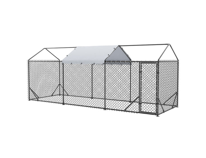 Outdoor Dog Run With One Cover - 196x582x230cm, Upgraded Mesh and Frame for Extended Durability