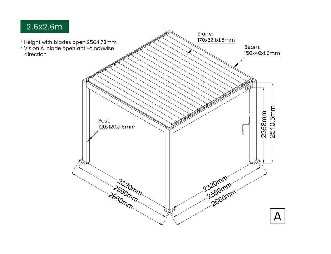 Baltic Manual  Freestanding  Louvre Roof Aluminium Pergola