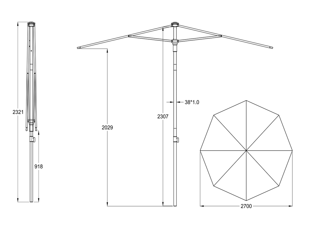 Kryon 2.7m Round Market Umbrella