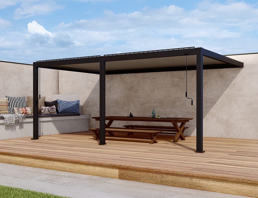 Baltic Manual Wall Mounted  Louvre Roof Aluminium Pergola