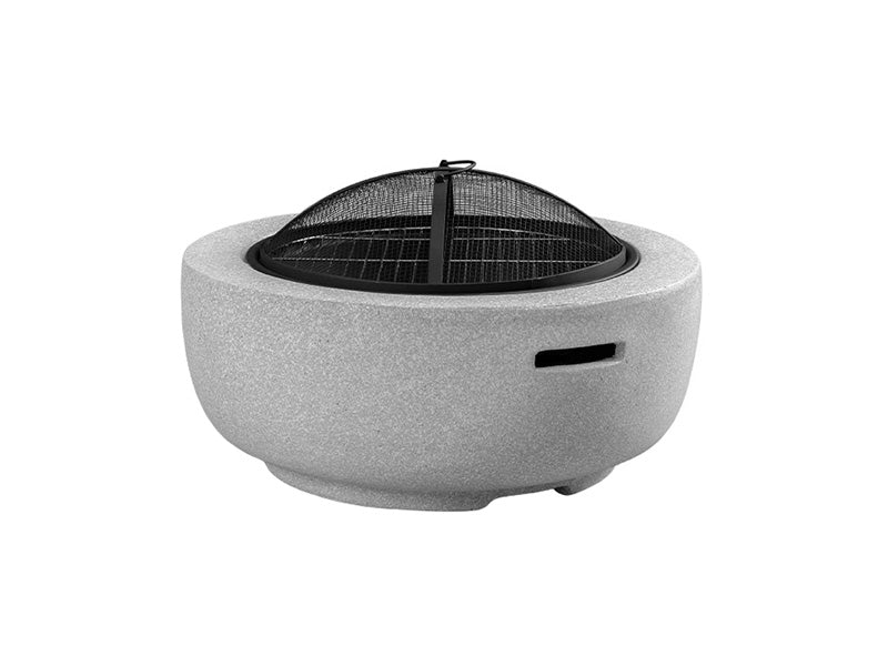 Round MgO Fire Pit Bowl with BBQ Grill Rack, Spark Guard -60cm