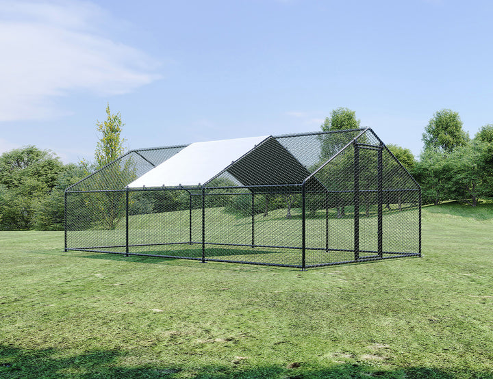 Outdoor Chicken Run With One Cover - 300x600x200cm, Upgraded Frame for Extended Durability
