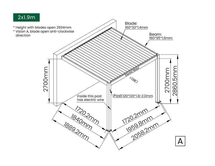Caspian Motorised Wall Mounted Louvre Roof Aluminium Pergola