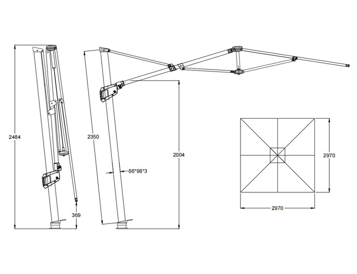 Agave 3m Square Cantilever Umbrella Colour: Black