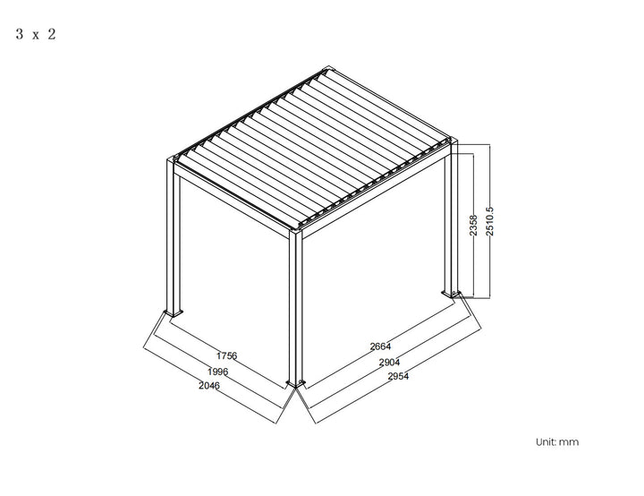 Baltic Manual  Freestanding  Louvre Roof Aluminium Pergola