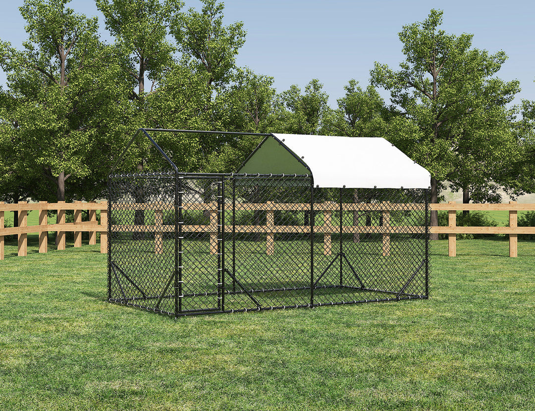 Outdoor Dog Run With One Cover - 196x389x230cm, Upgraded Mesh and Frame for Extended Durability