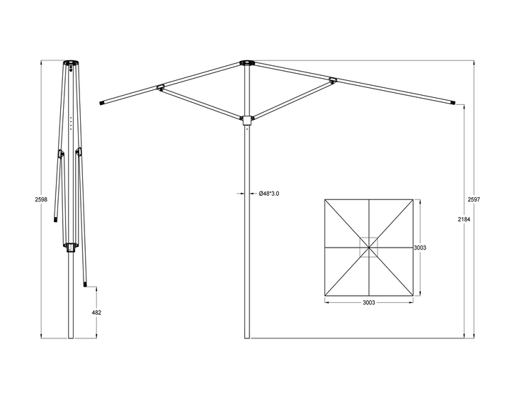 Nevos 3m Square  Market Umbrella