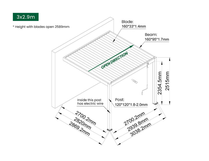 Caspian Manual Wall Mounted Louvre Roof