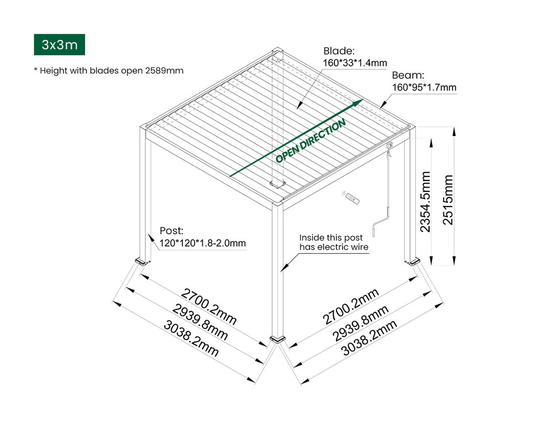 Caspian Manual Freestanding Louvre Roof