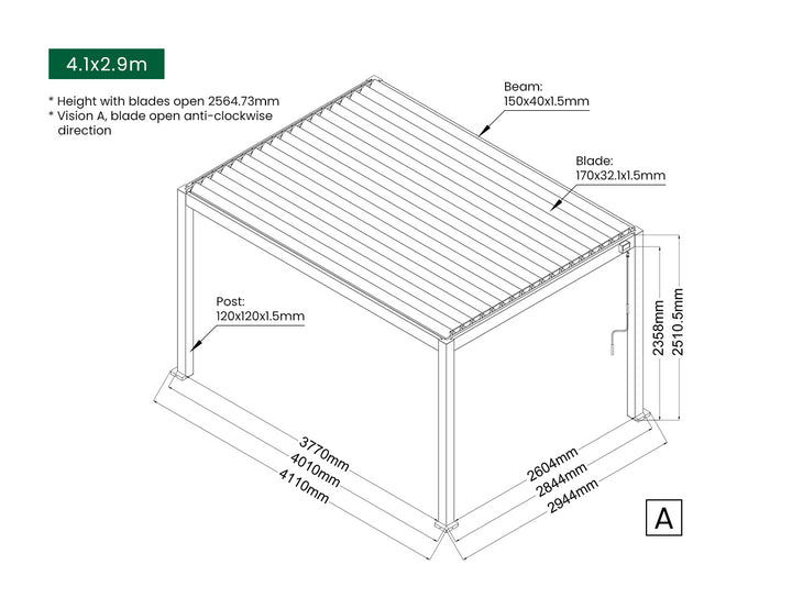 Baltic Manual Freestanding Louvre Roof Aluminium Pergola Black