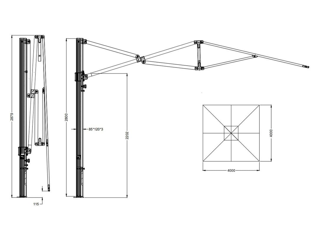 Alabaster 4m Square Cantilever Umbrella