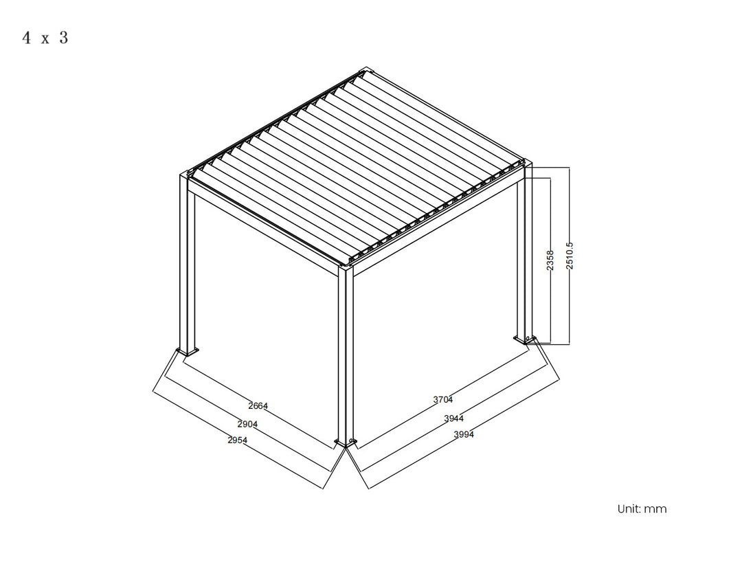 Baltic Manual  Freestanding  Louvre Roof Aluminium Pergola