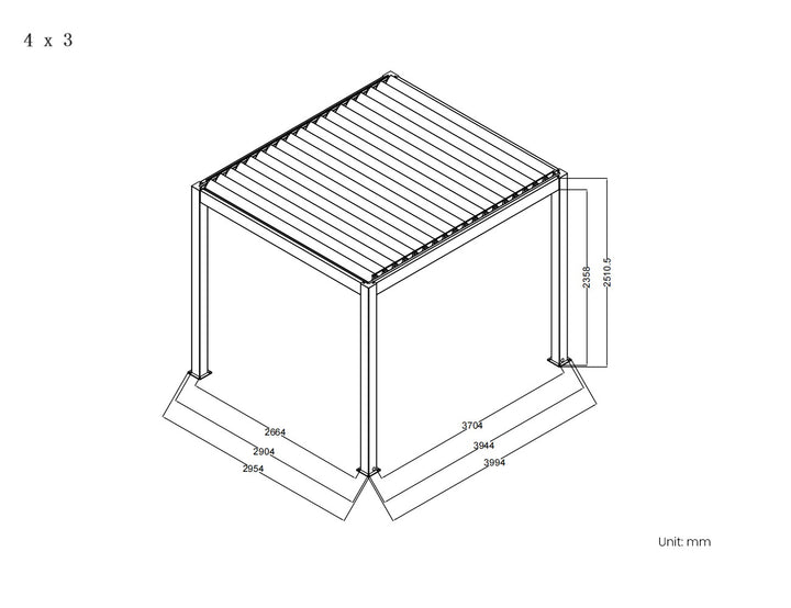 Baltic Manual  Freestanding  Louvre Roof Aluminium Pergola