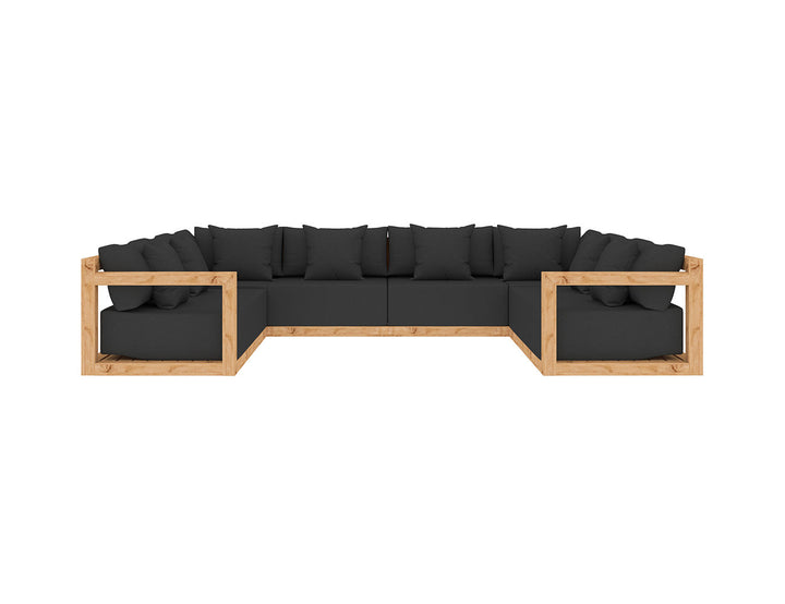 Ibis Outdoor Teak Corner Sofa Sectional U-Shape Set - 6pcs