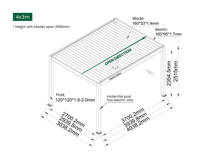 Caspian Motorised Freestanding Louvre Roof Aluminium Pergola