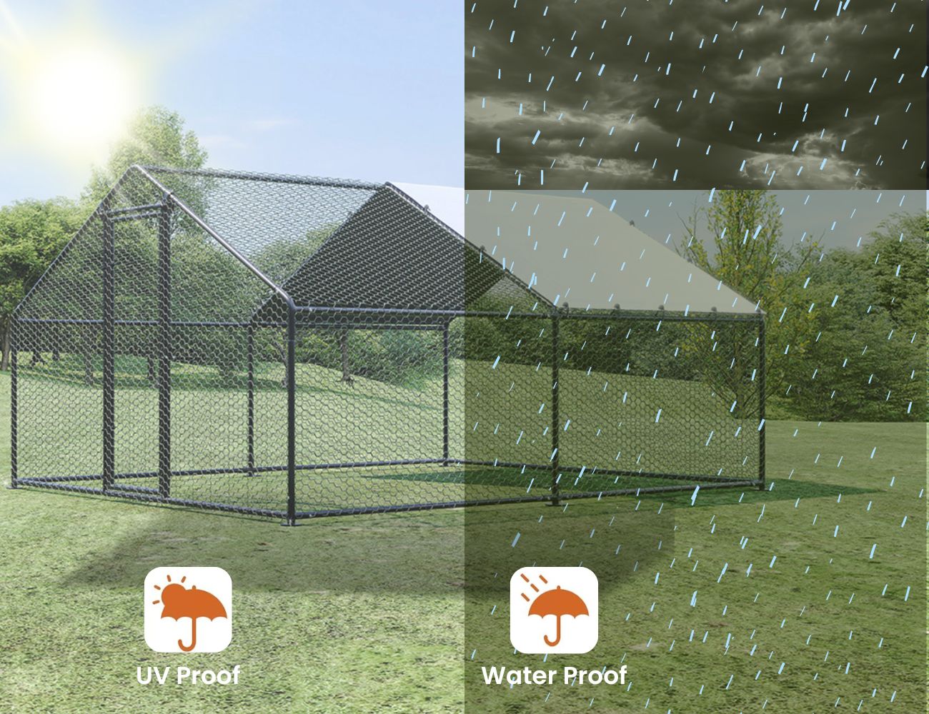 Durable Outdoor Chicken Run L Rabbit Hutch, UV Cover - 300x400x200cm ...
