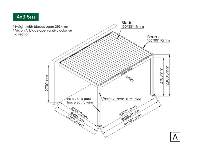 Caspian Motorised Wall Mounted Louvre Roof Aluminium Pergola