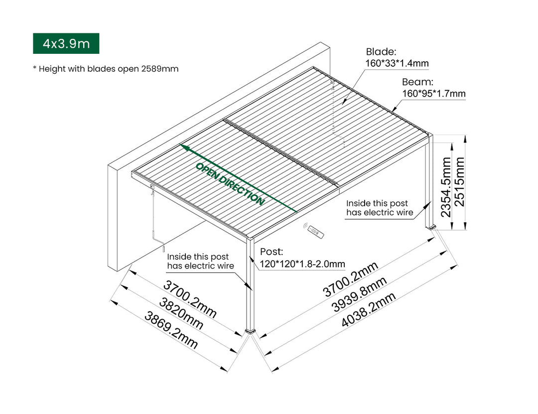 Caspian Manual Wall Mounted Louvre Roof