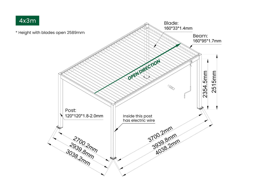 Caspian Manual Freestanding Louvre Roof