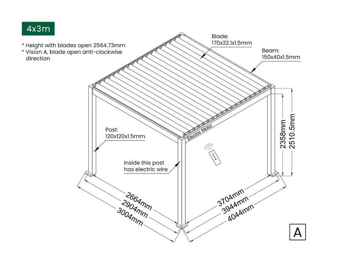 Baltic Motorised  Freestanding  Louvre Roof Aluminium Pergola