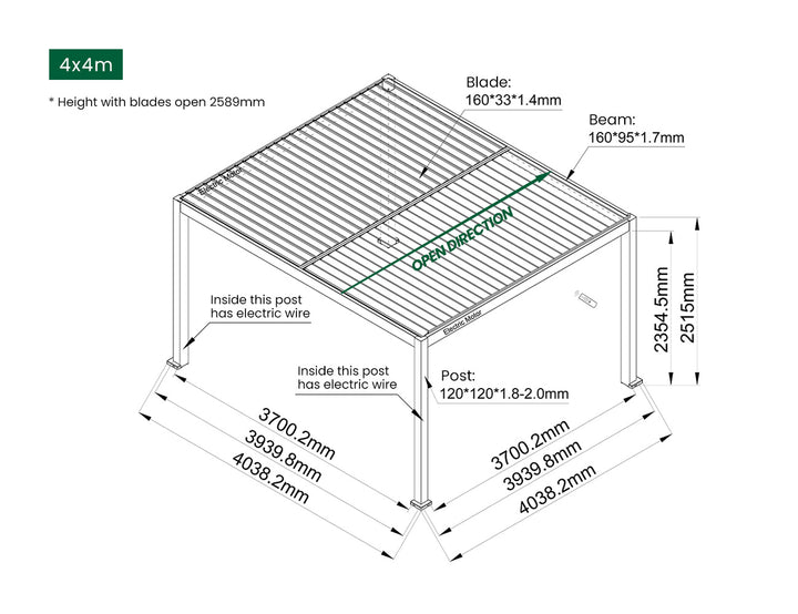 Caspian Motorised Freestanding Louvre Roof Aluminium Pergola