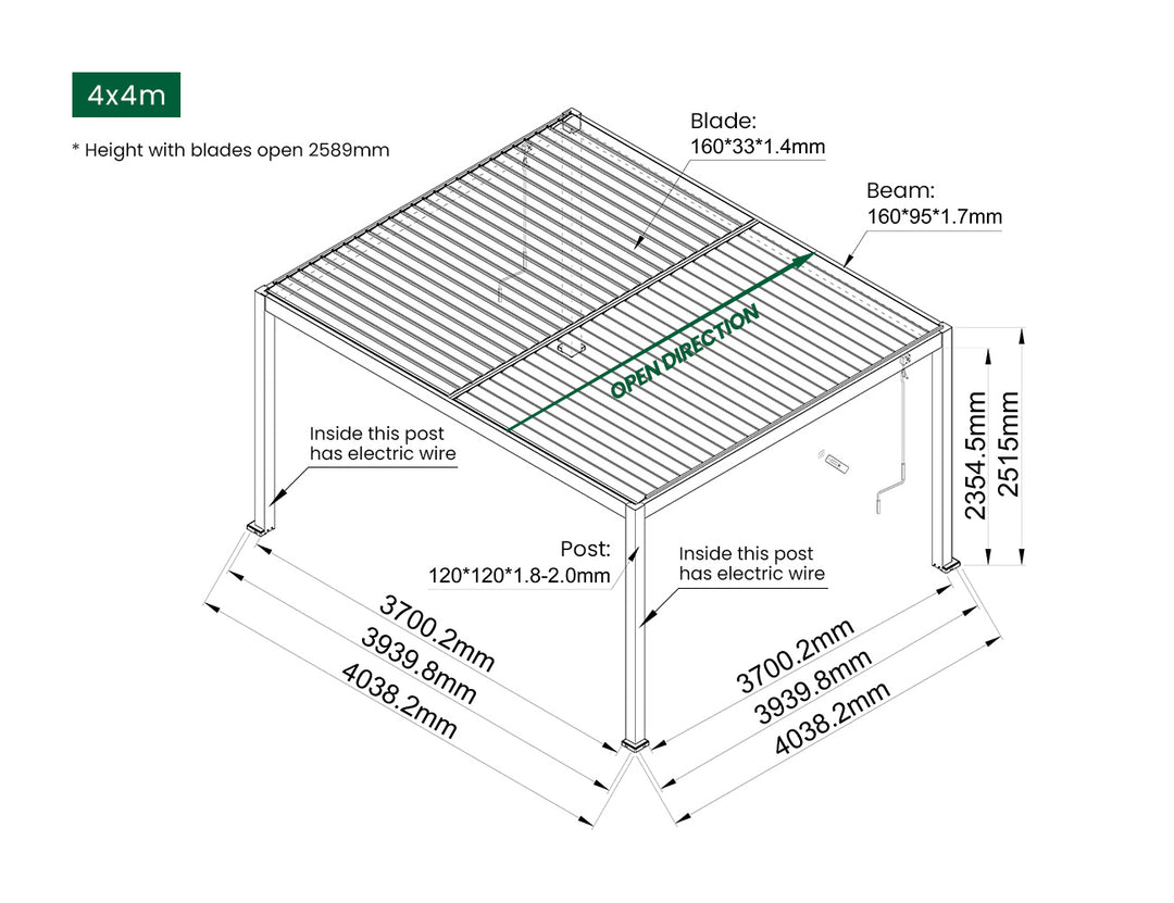 Caspian Manual Freestanding Louvre Roof