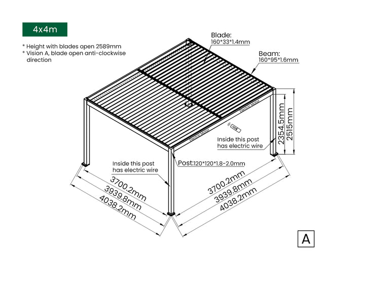 Caspian Motorised Freestanding Louvre Roof Aluminium Pergola