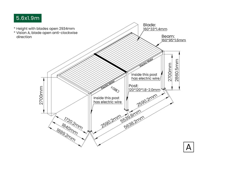 Caspian Motorised Wall Mounted Louvre Roof Aluminium Pergola