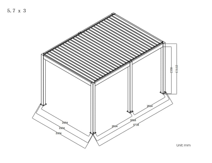 Baltic Manual  Freestanding  Louvre Roof Aluminium Pergola