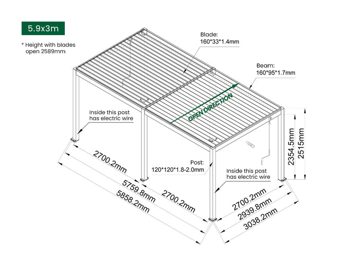 Caspian Manual Freestanding Louvre Roof