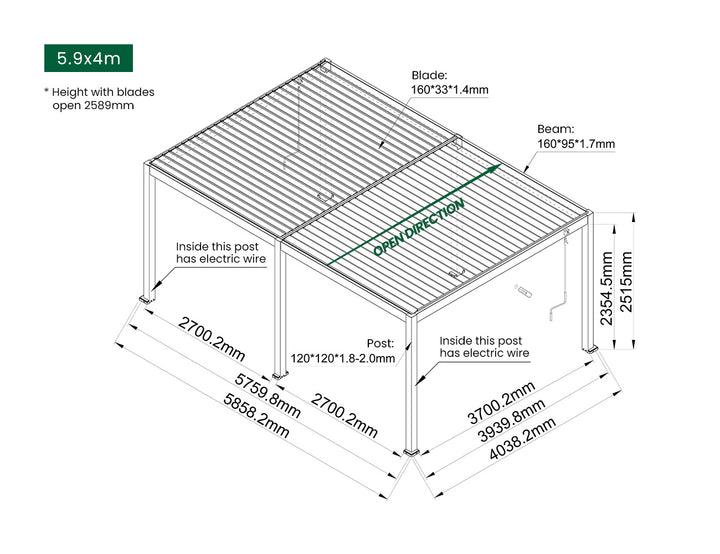 Caspian Manual Freestanding Louvre Roof