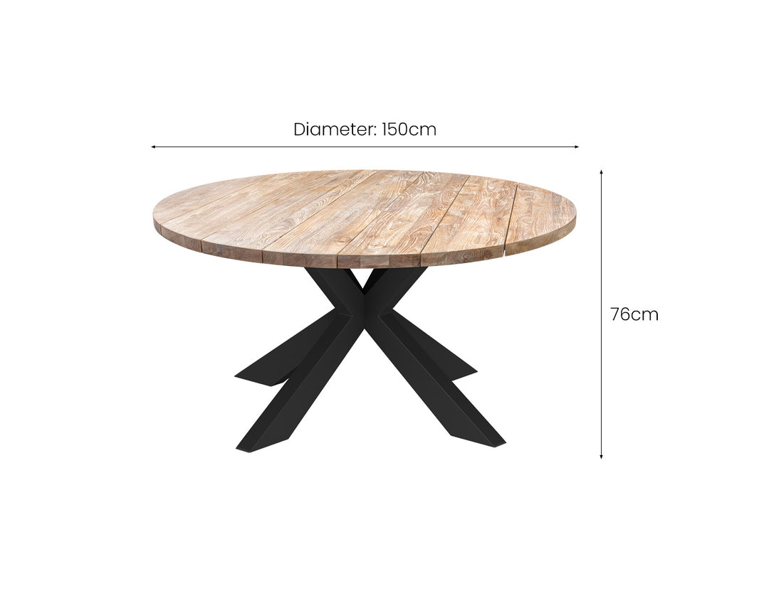 Finch Round Teak Table size: 150cm