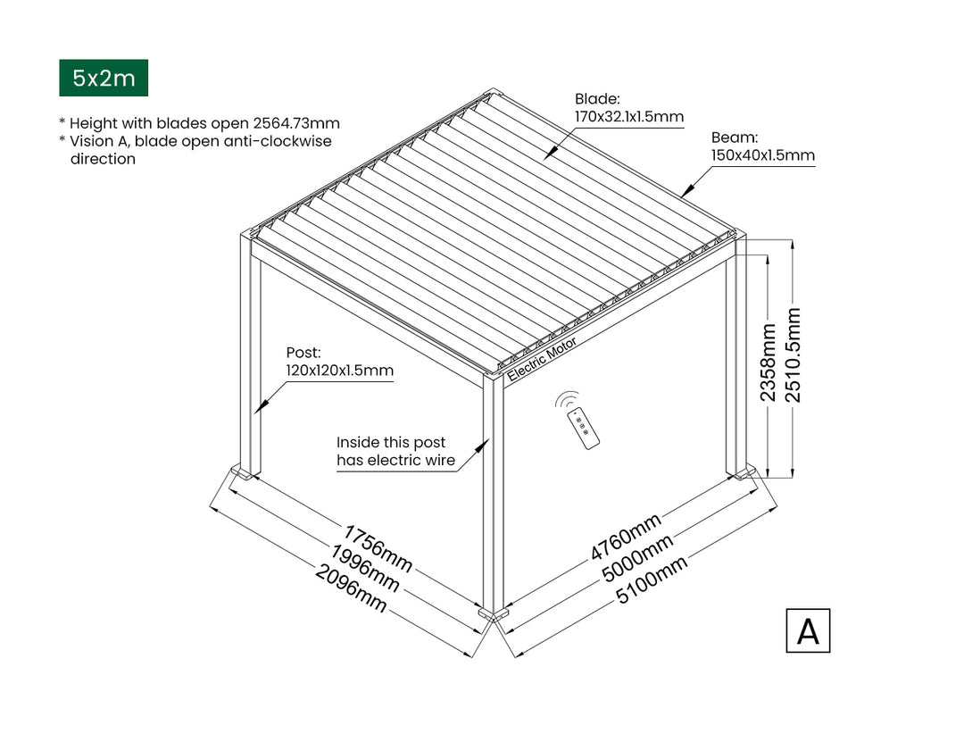 Baltic Motorised  Freestanding  Louvre Roof Aluminium Pergola