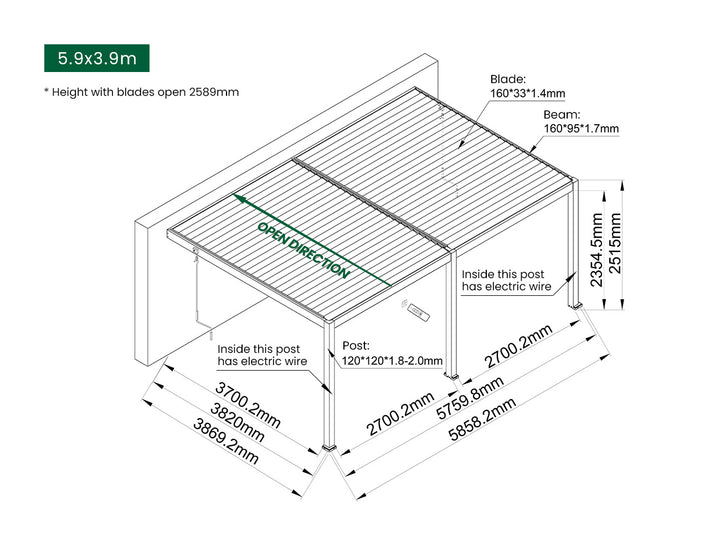 Caspian Manual Wall Mounted Louvre Roof