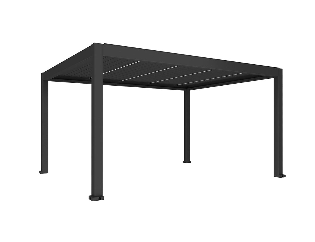 Tasman Motorised Freestanding Louvre Roof Aluminium Pergola Size: 4 x 4m Colour: Black