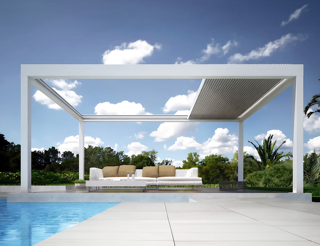 Mediterranean Motorised Retractable Louvre Roof System