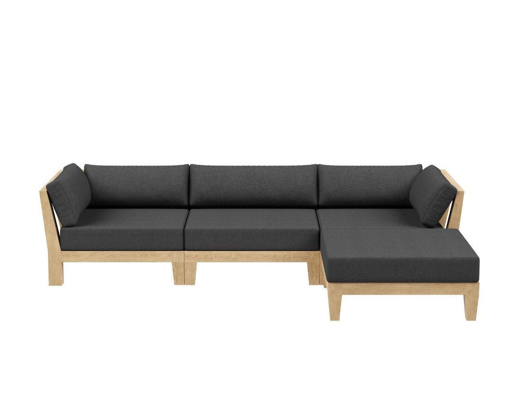 Newport Teak Outdoor Sofa With Ottoman- 4 Seat